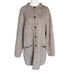 J.Jill Faux Fur Sweater Brown Marled Long Large